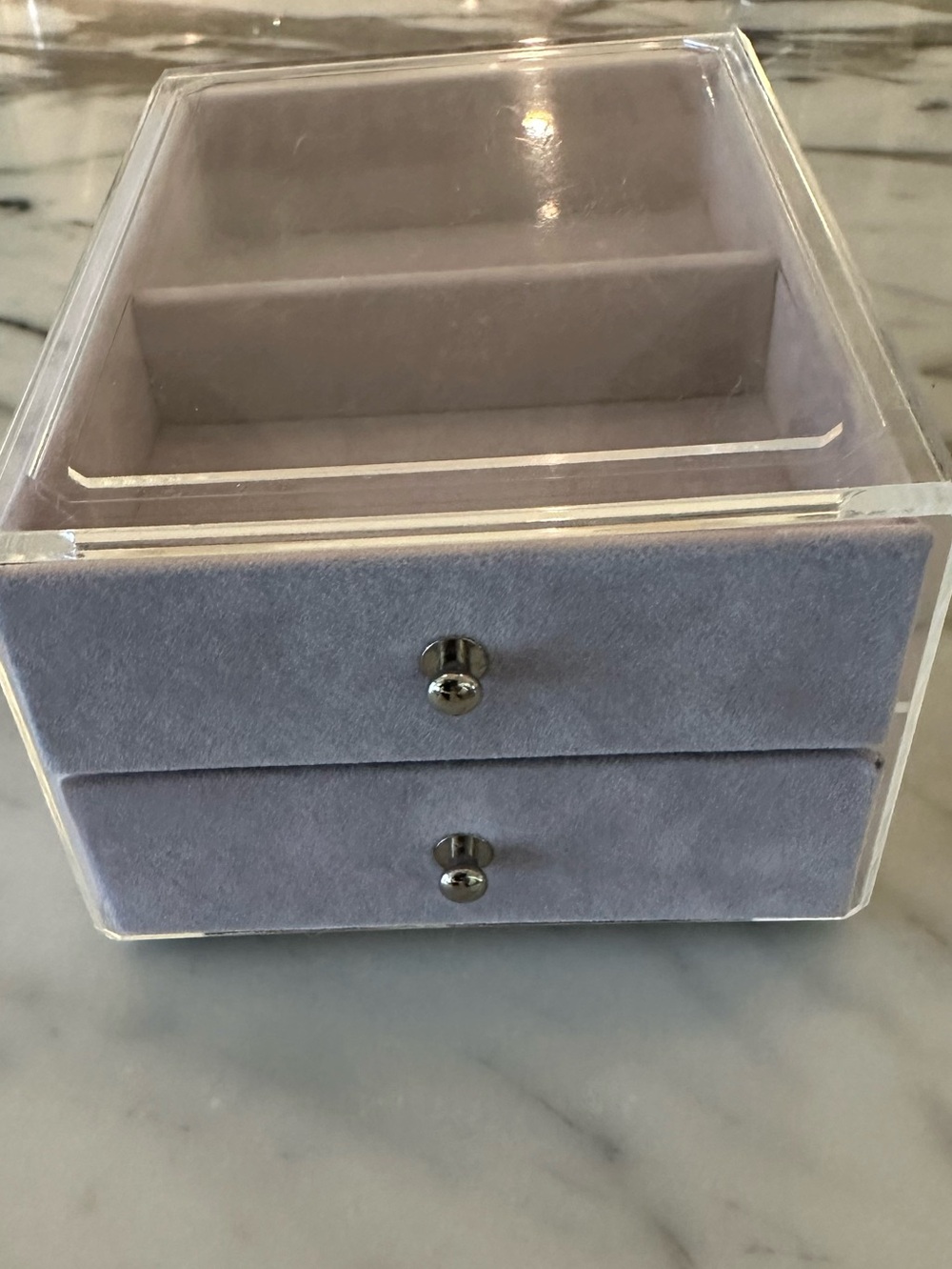 Plush Velvet Acrylic Jewelry Organizer Box - Gray
4 x 6 small box